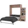 Bestar Cielo Queen Murphy Bed with Floating Shelves (85W), Rustic Brown & White 80887-000009